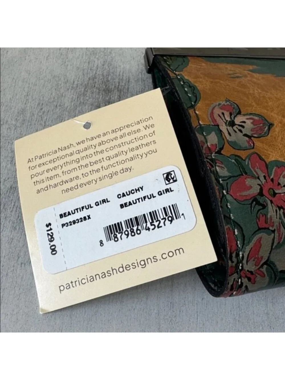 Patricia Nash Cauchy Leather Frame Floral Wallet RFID Beautiful Girl Tan Green B - Picture 7 of 8